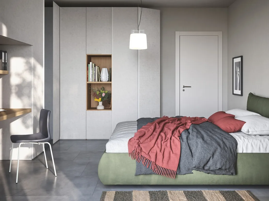 Letto in tessuto imbottito con box contenitore Thika di Cinquanta3