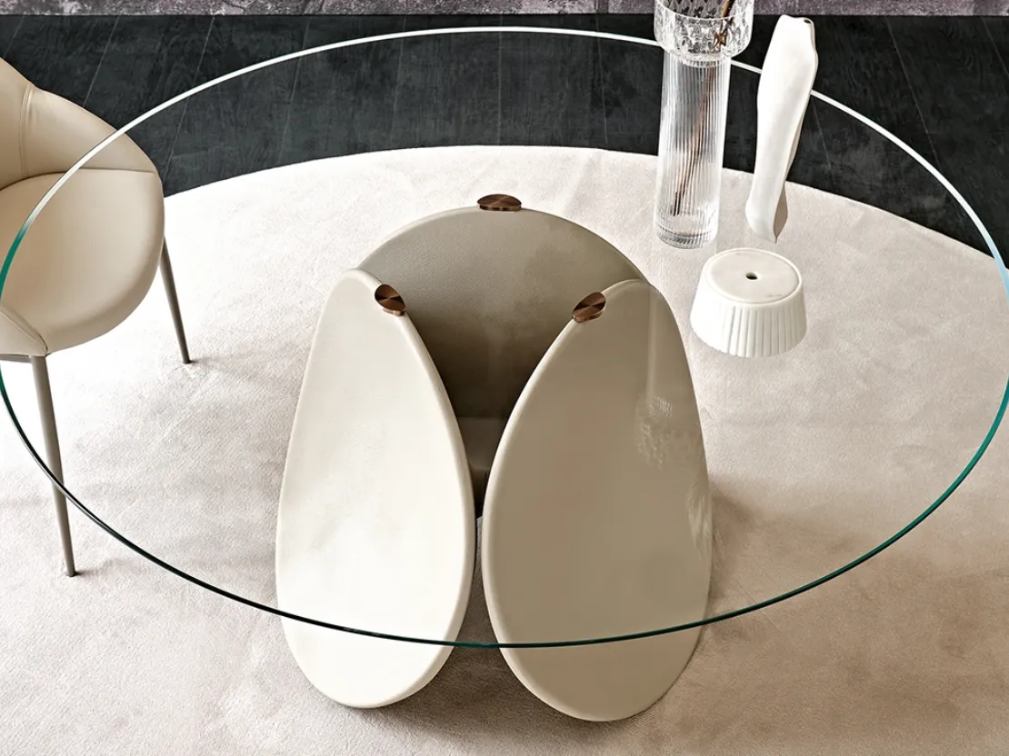 Tavolo scultura rotondo in vetro trasparente Maxim di Cattelan Italia